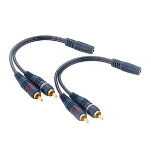 3.5mm Female to 2 RCA Male Stereo Audio Y Cable,2 Pack 9 inches Gold Plated Plug RCA Splitter RCA to AUX Adapter Cables Connection to TV, Computer, Speakers, Headphones