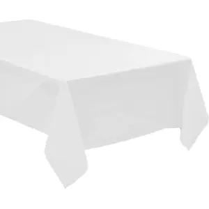 Pack of 4: Disposable Plastic Tablecloths/Table Covers, 54 x 108 inches Rectangle Table Cover  & Disposable - Ideal for Birthday Parties, Weddings, Picnics, and Events (White)