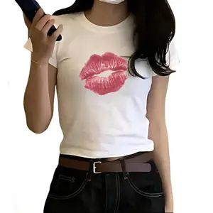 lipstick stain kiss tee | y2k aesthetic | vintage graphic tee | coquette | pinterest aesthetic | crop top | fitted tee