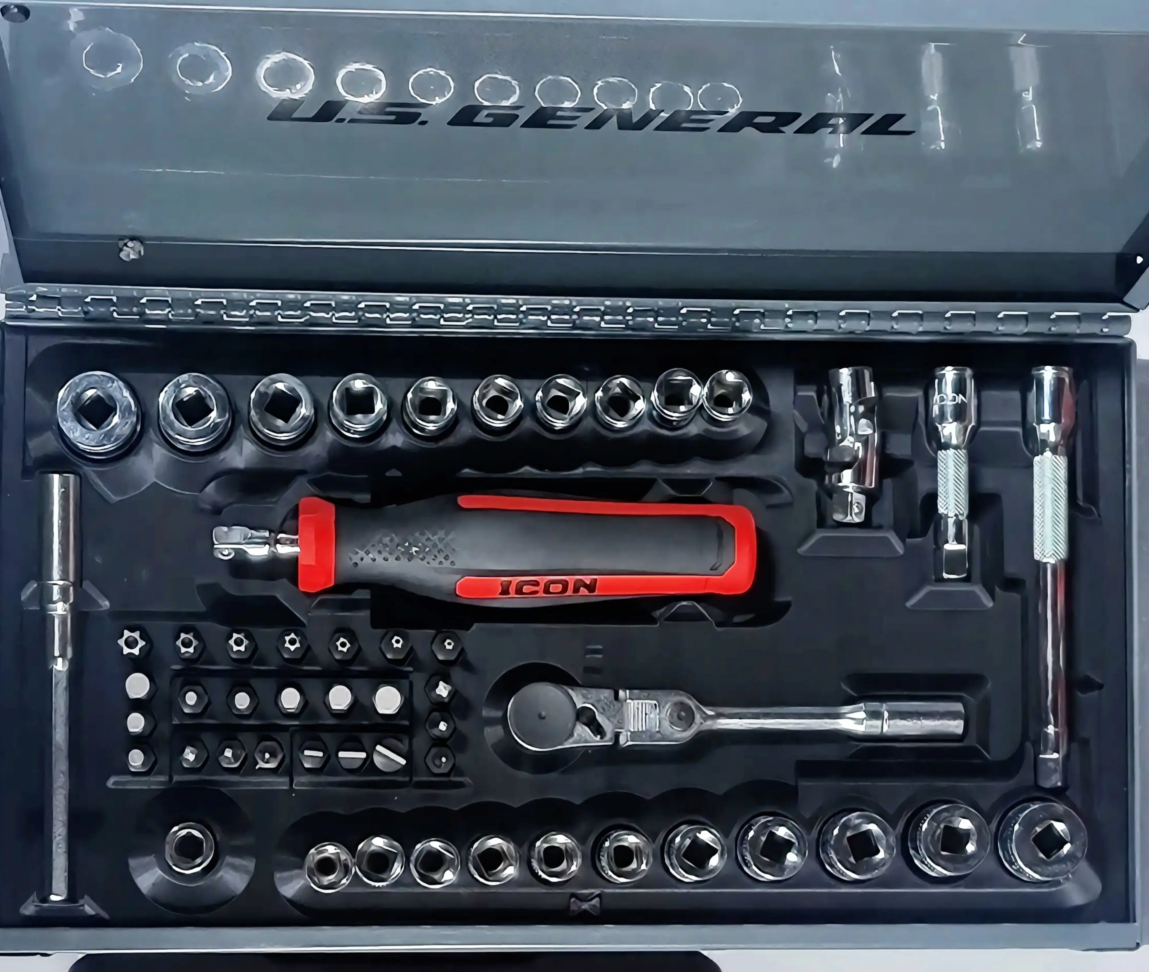 52pc Compact Socket Set Organizer for Mini Toolboxes - Drop-In