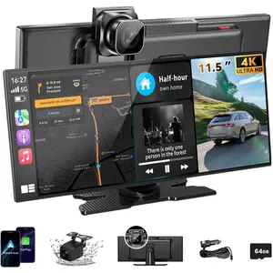 Largest 10.25 inch Wireless CarPlay Screen for Car, A-pple CarPlay & Android Auto HD Touchscreen with 4K Dash Cam/1080P Backup Camera/Navigation/Bluetooth/Voice Control/FM/Mirror Link,for All Vehicles