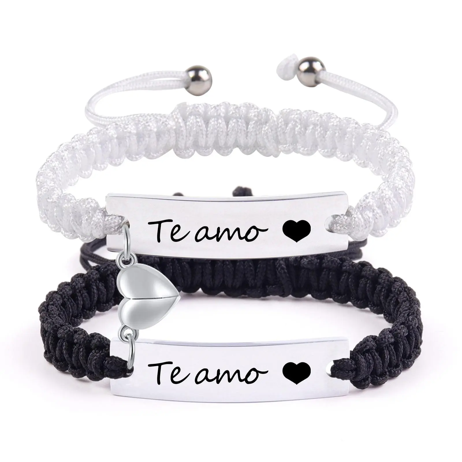 Engraved Te amo stainless steel couple b
