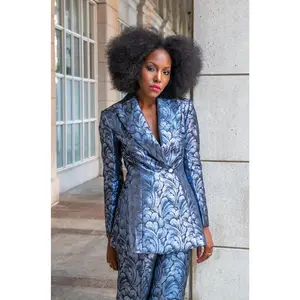 Enyo Silver Blue Meandering Single Breasted Suit