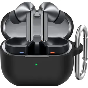 Silicone Case for Samsung Galaxy Buds3 Pro (2024) Shockproof Full Protective Skin Case Cover Compatible with Samsung Galaxy Buds3 Series Support Wireless Charging(Black)