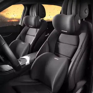 Ergonomic Car Memory Foam Neck Pillow & Lumbar Support Cushion, Detachable Soft Inner Core, Breathable Fabric for Long Drive Comfort, Car Accessories