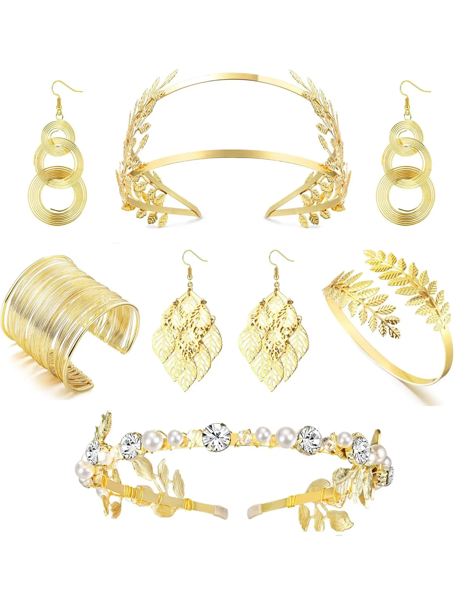 6 Pcs Greek Goddess Costume Accessories Set for Women Golden  display picture 1