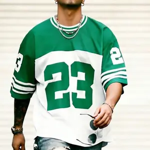 Men’s short-sleeve T-shirt with letter mesh print, loose casual outerwear, menswear, SpringStatements