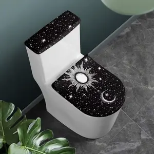 Gothic Sun Moon Toilet Lid Cover and Toilet Tank Cover Soft Plush Seat Covers Tank Lip Covers Fits Most Toilet Tanks & Lids Bathroom Decoration Accessories