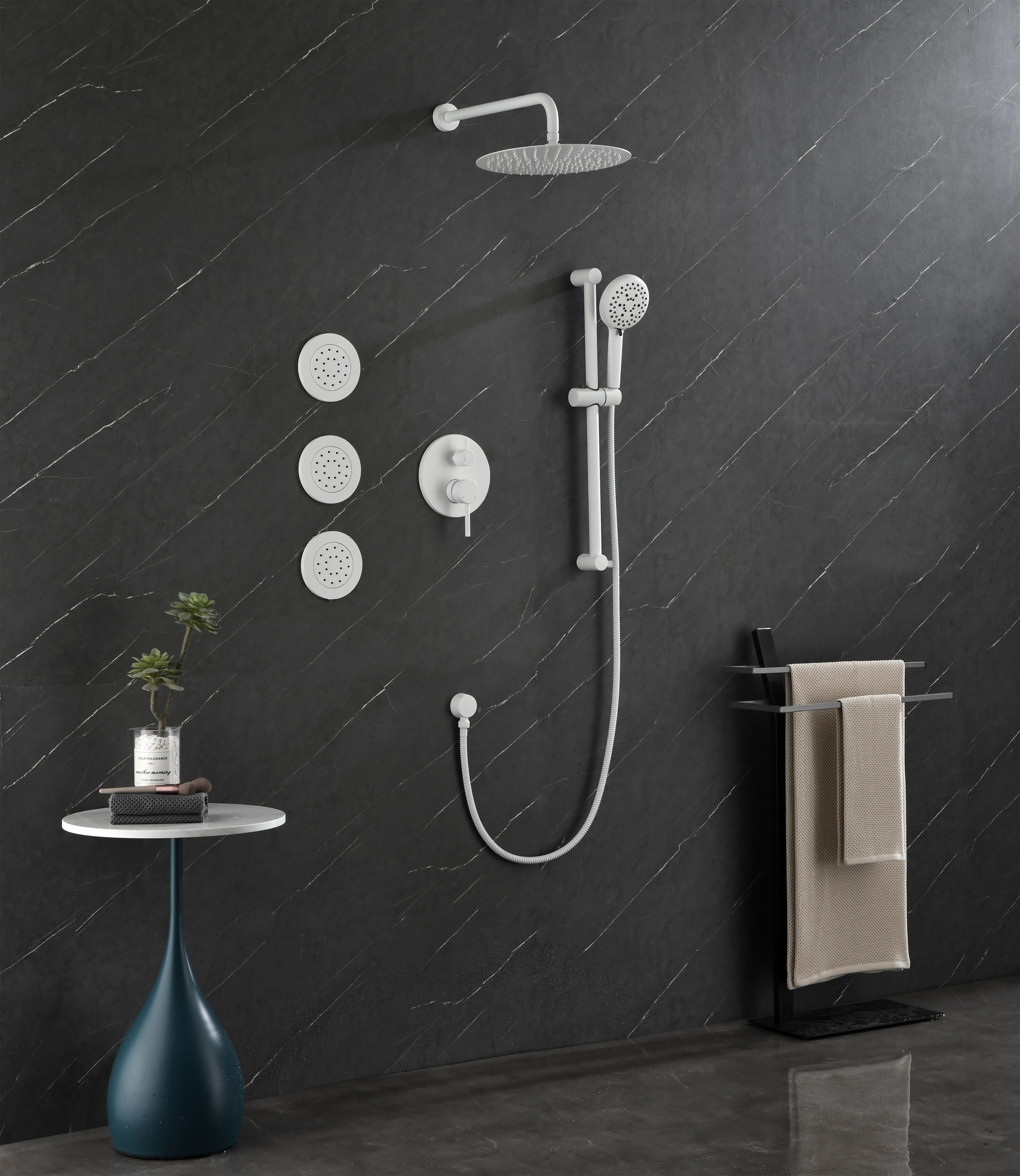 American Standard Wall-Mount Silicone Easy-Install Rain Shower System - Rain Shower Head, Handheld Unit, Slide Bar, Bodysprays, Arm, Hose, Valve Trim, Self-Clean Lever Handles, Standard Pipe Connections (Natural Rainfall Plumbing Fixture)