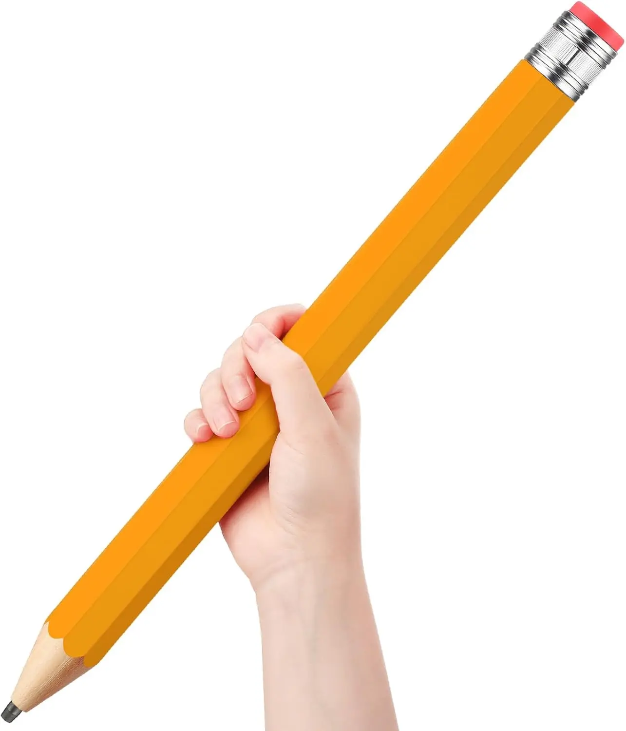 16 Inch Wooden Large  Pencils Giant Big Funny  Pencil with Cap and Eraser Fun Novelty Gifts for  School   Office Prop Supplies (Yellow)