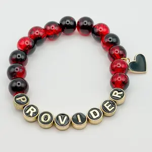 ST song inspired bracelets red and black glass crackle beads