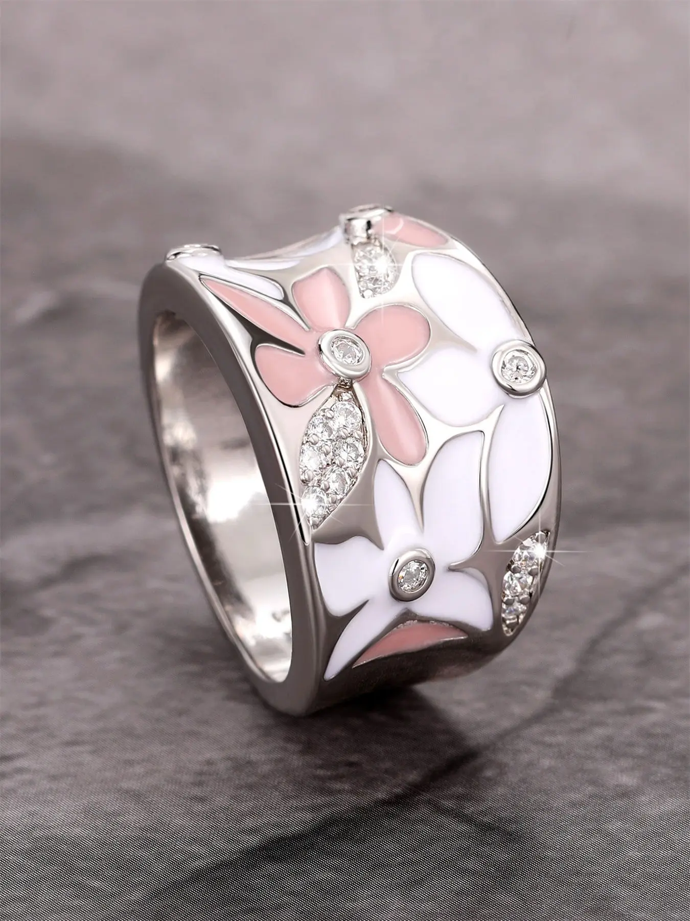 1 PC Elegant Cubic Zirconia Ring Tulip Rings Elegant Everyday Ring Elegant Fashion Rings For Women For Valentine's Day Gift Wedding Anniversary Party Jewelry