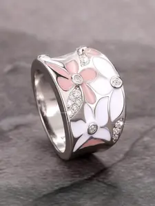 1 PC Elegant Cubic Zirconia Ring Tulip Rings For Women For Valentine's Day Gift Wedding Anniversary Party Jewelry