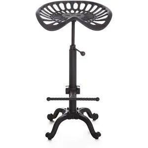 Industrial Bar Stool-Swivel Tractor Seat-Kitchen Dining Counter Chair-Extra Pub Height- Adjustable 24.8-31"-Iron Cast Design