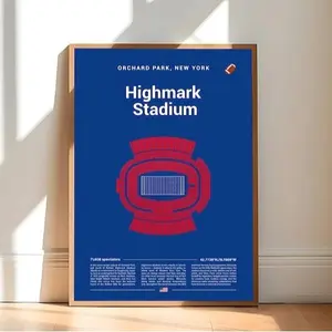 Highmark Stadium Print, Buffalo Football Poster, Mid Century Modern Football Poster, Sports Bedroom Posters, Minimalist Office Wall Art