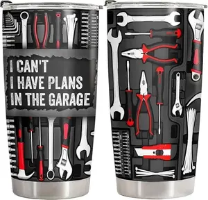 Mechanic Tumbler 20oz with Lid, I Can't I Have Plans in the Garage Insulated Travel Coffee Mug, Tool Box Gift for Father's Day - Birthday Present to Men Dad & Husband