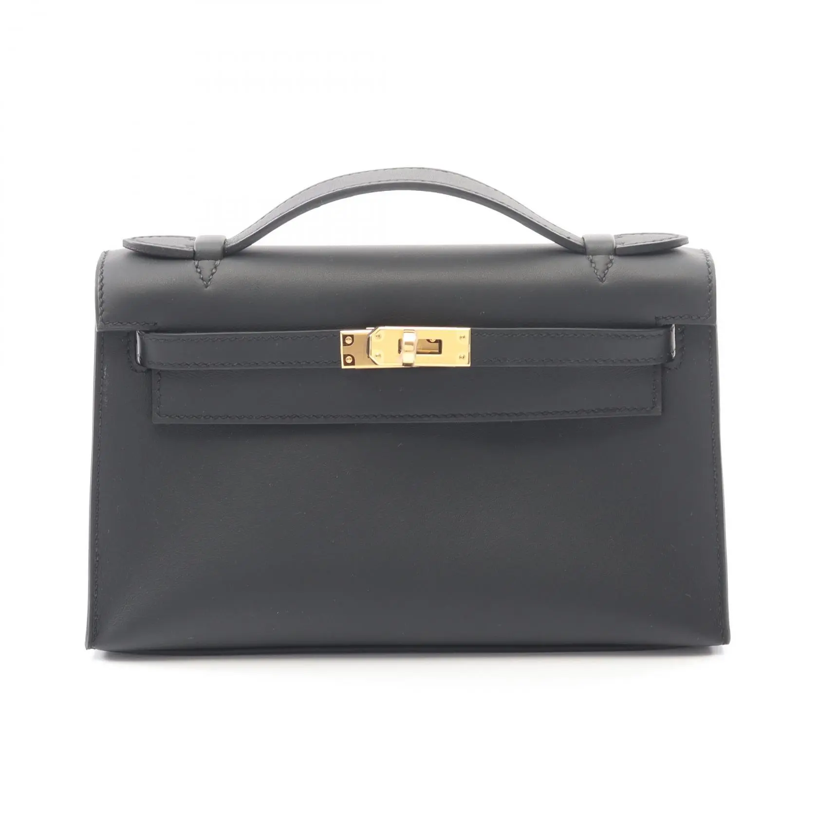 Pre-owned HERMÈS Calfskin Shoulder Bags Hermes Pochette Kelly Mini Swift Leather Bag
