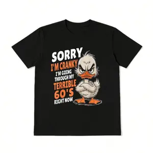 Vintage Retro Graphic T-Shirt - Funny Grumpy Duck Design with "Sorry I'm Cranky" Slogan - Soft Cotton Crew Neck Tee for Casual, Parties & Casual Attire - Shirt with Text - Machine Washable, Duck T Shirt