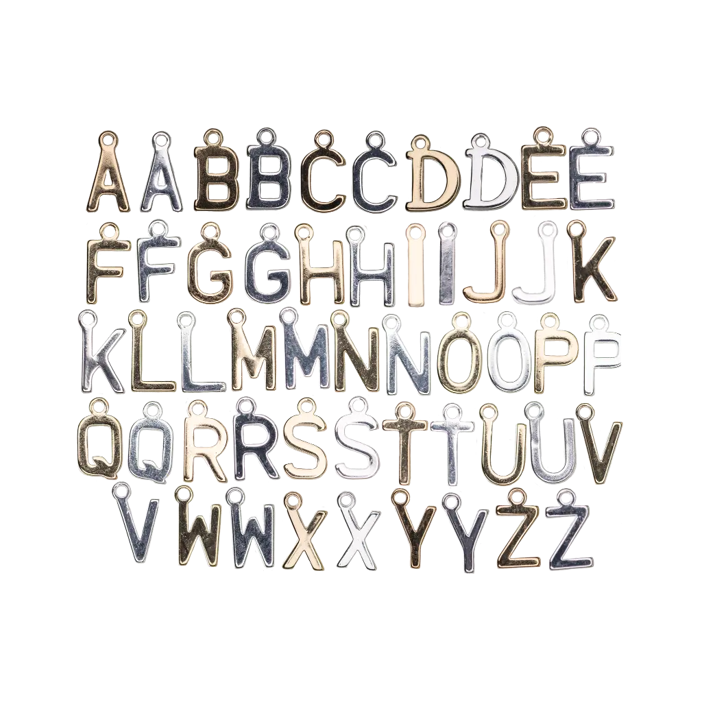 8.5mm Letters of the Alphabet Charms - Available in Silver and Gold - Made of Solid Pewter - Sold Individually