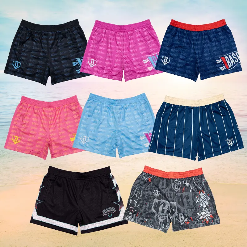 Baseball Graffiti Graphic Mesh Shorts | Men's Quick-Dry Athletic Shorts | Lightweight Summer Sportswear