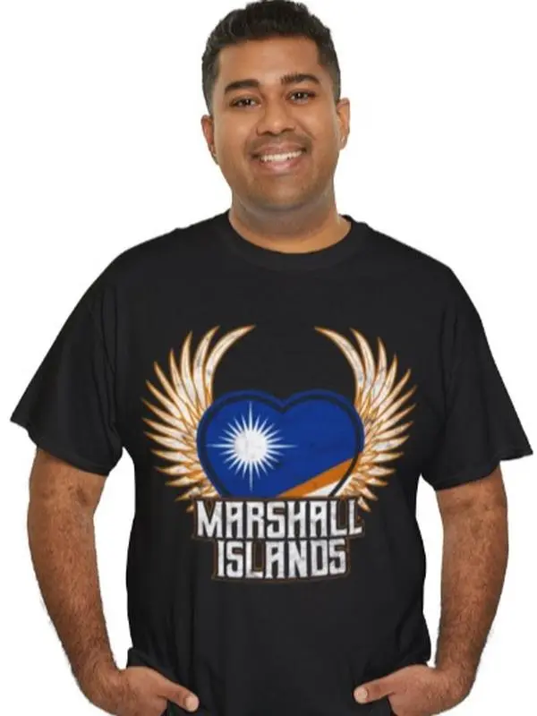 Marshall Islands Unisex Heavy Cotton Tee - Front and Back Design