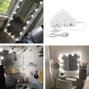 4PCS LED Make up Mirror Light Bulbs USB Hollywood Vanity Makeup Mirror Lights Bathroom Dressing Table Lighting Dimmable Super Bright Led