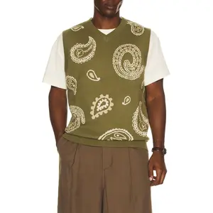 Malbon Golf Paisley Sweater Vest in Olivine