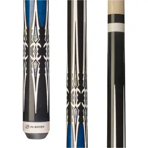 Players 20oz Maple Wood Billiards Cue, Black and Blue Wrapless Grip, Slip Stroke Design