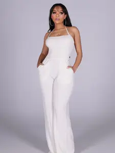 Natures Crinkle Halter Wide Leg Jumpsuit