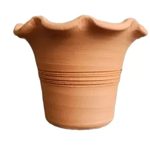 Terra Cotta Fluted Palm Pot Planter by Craven Pottery, Georgia Red Clay, 6 inches tall