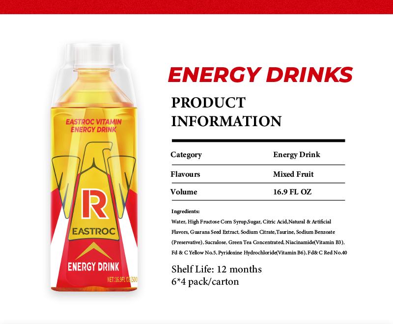 Eastroc Non-Carbonated Vitamin Energy Drink w Shot Cup – Natural Caffeine, Taurine, B Vitamins for Focus, Stamina & Metabolism Support