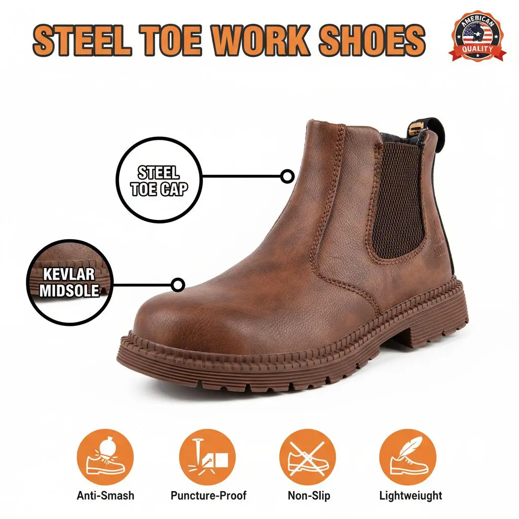 Smash-Proof Puncture-Proof Breathable Liquid-Repellent & Stain-Proof Adult Carpentry Woodworking Painter Shoe - Anti-Slip Durable Comfortable Gear