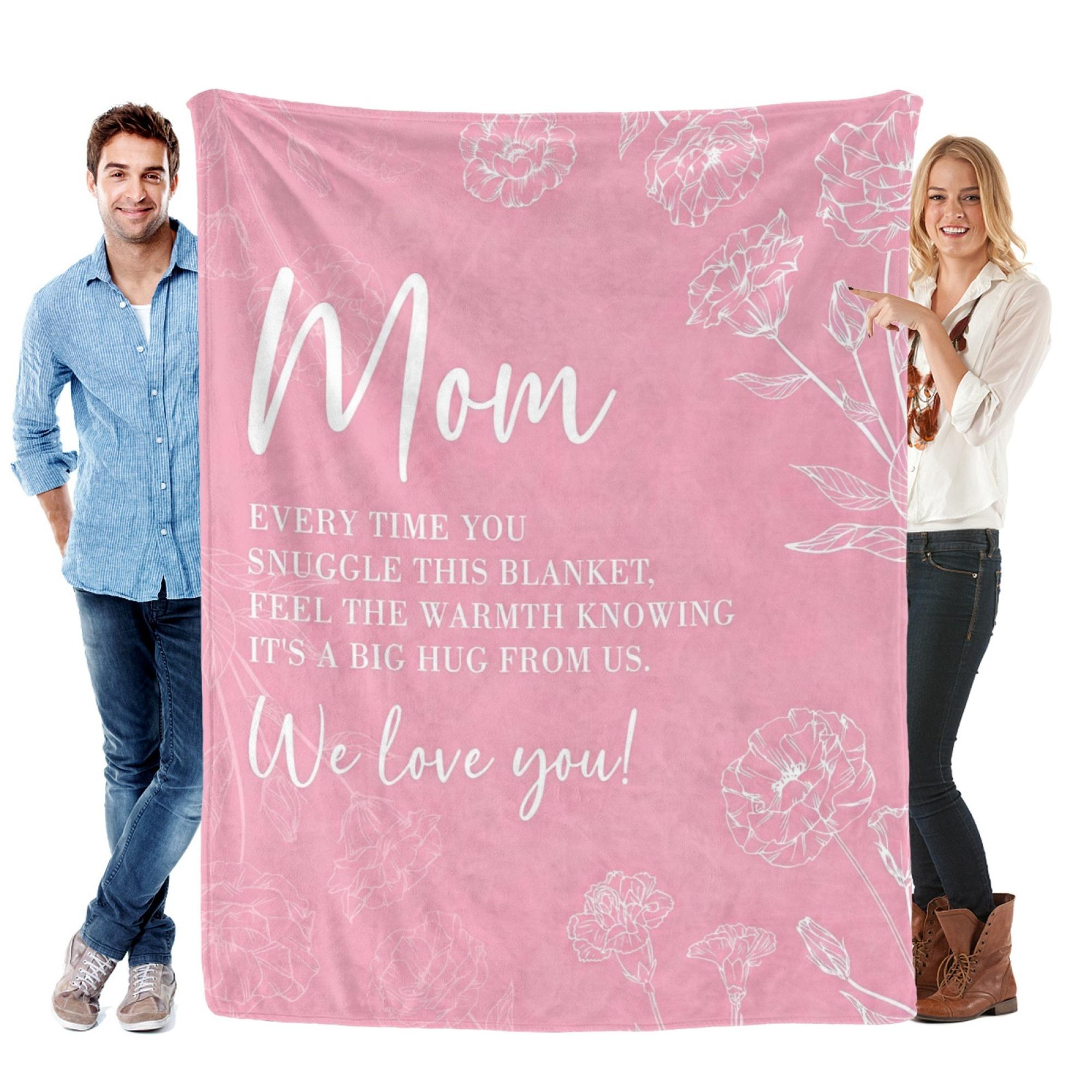 Gifts for Mom Mothers Day, Mom Birthday Gifts Blanket, Moms Gift for Women from Daughter Son, We Love You Present for Mother Mommy Christmas 60" x 50", Pink cooling