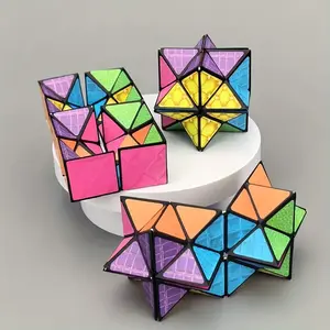 3D Hexagonal Puzzle 3x3 Educational Toy for Kids Space-age Geometric Flipping ABS Material Mixed Colors Fun Learning