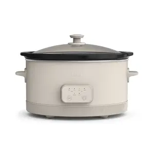 bella 6 Qt Digital Programmable Slow Cooker with Ceramic Nonstick Coating, Adjustable Temperature & Cooking Time, Dishwasher Safe Pot & Tempered Glass Lid, Oatmilk