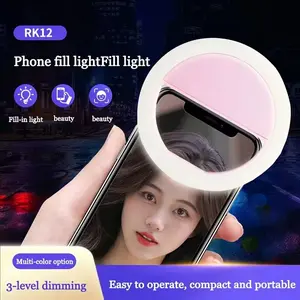 2pc Camera Photography Flash Light LED External Fill Light Beauty Selfie Lamp Mini Ring Light Live Streaming Beautify Lighting