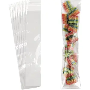 100 count Cellophane Bags, 2x12 Inches Self Sealing  Bags, Pretzels Individual Bags, Clear Cellophane Bags for Pretzel Rods Candies Snacks Cookies, Transparent