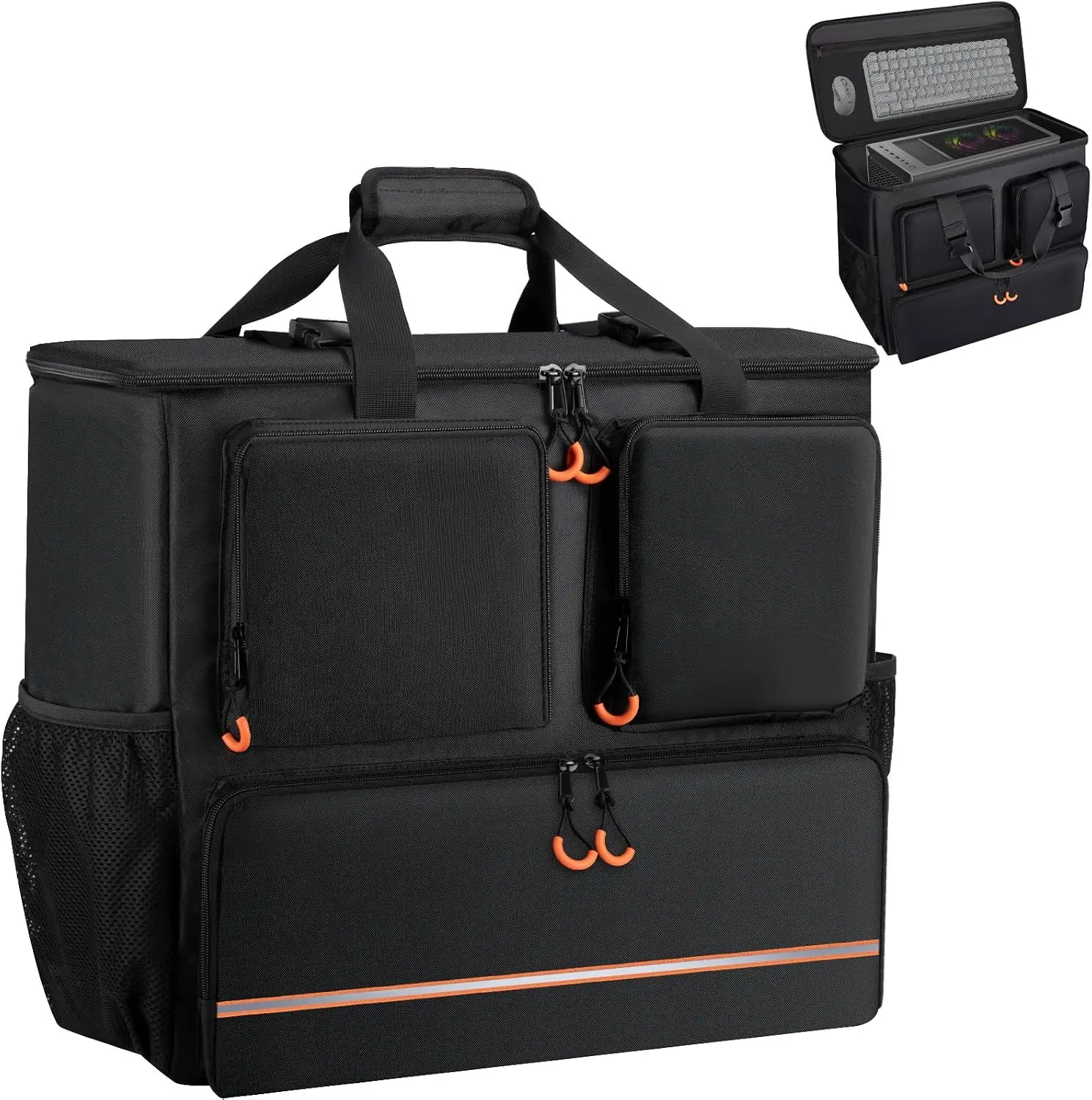 PC Desktop Tower Carrying Case - ATX/M-ATX Mainframe Chassis Compatible Bag for Moving, Portable Gaming Accessory Storage for Keyboard, Mouse