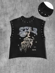 Men's Casual Vest with Star Knight Print, Vintage Eye-Catching Design, Comfortable Fabric, Fashion Versatile, Street Style, Daily Commute