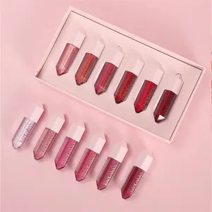 Long Lasting Lip Gloss Set, 6 Counts/set Glitter Lip Glaze, Tinted Moisturizing Liquid Lip Balm, Plumping Lip Oil Lip Stick for Girls & Women, Makeup