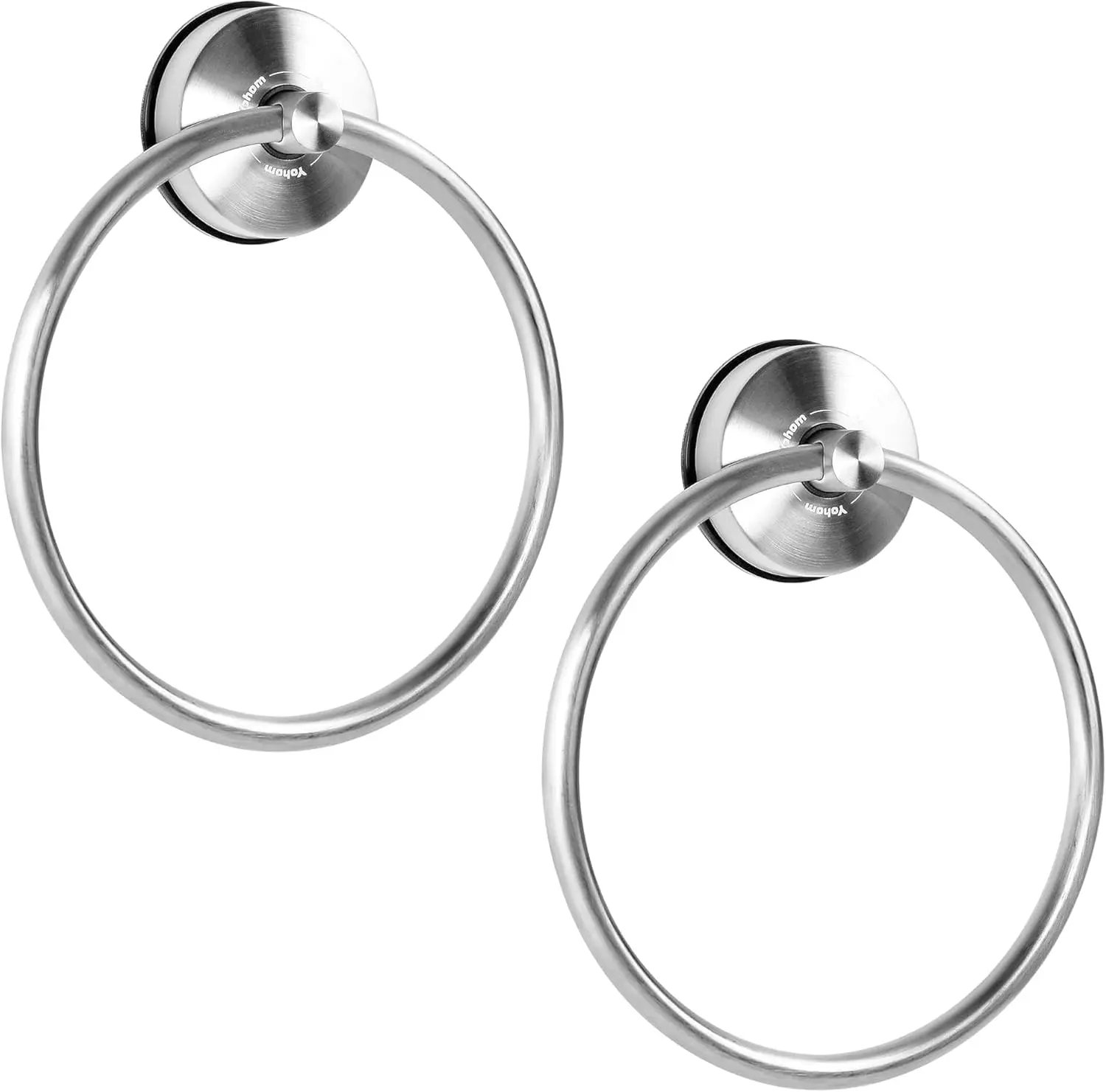 Suction Cup Towel Ring Hand Towel Holder for Bathroom Vacuum Suction Washcloth Holder Dish Towel Hanger for Shower Wall No Drill Stainless Steel Brushed Finish, 2 count