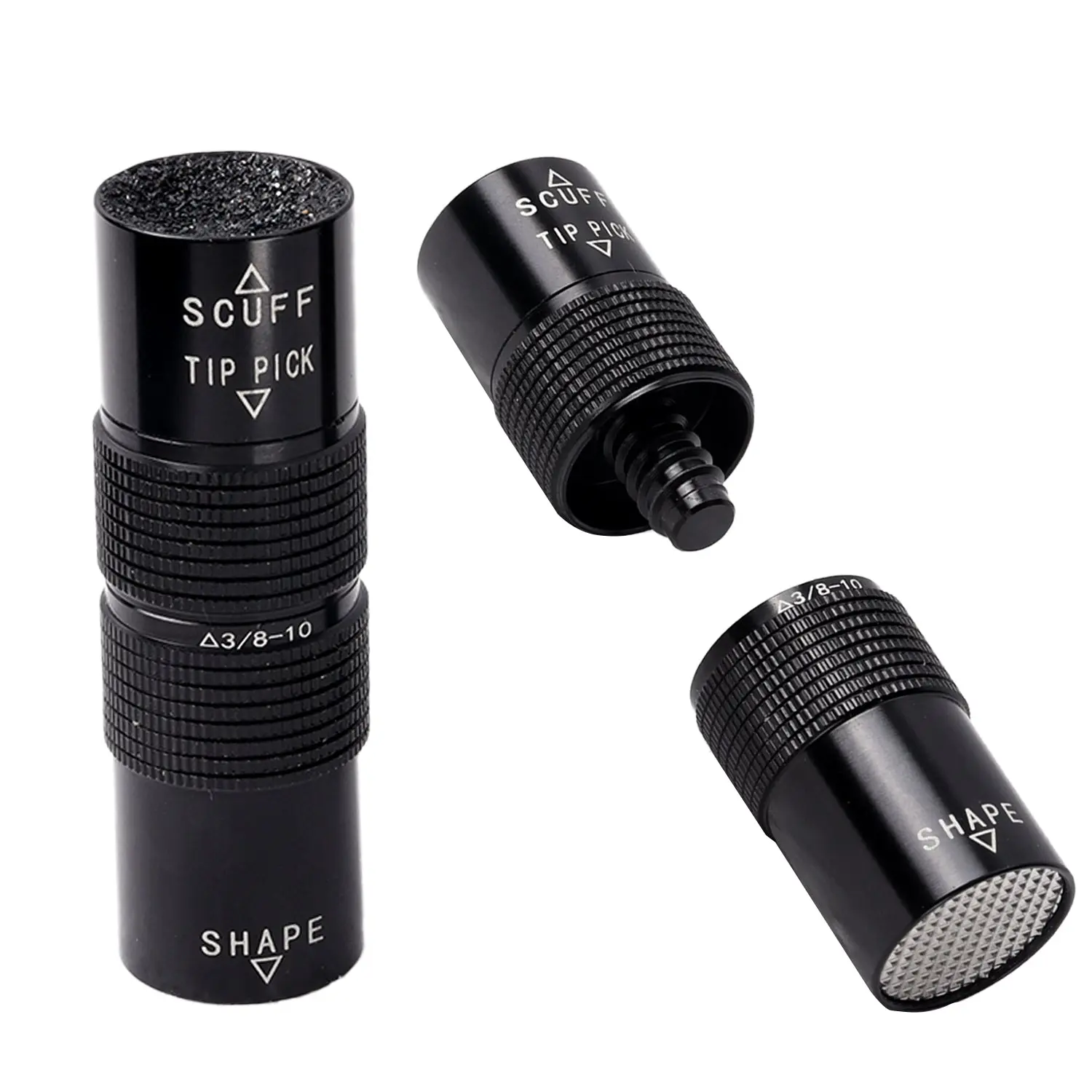 4-in-1 Pool Cue Tip Tool Billiard Accessory with Joint Protectors