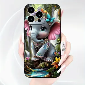 iPhone Elephant Phone Case, Black TPU Soft Protective Cover, Suitable for iPhone 11/12/13/14/15/16/17Pro Max