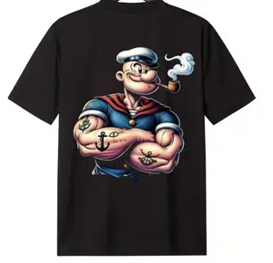 POPEYE Men's Urban Casual T-Shirt - Printed Moderate Thickness for Summer Spring Autumn Unisex Gift Top Holiday T-Shirt  funny t-shirt casual graphic short sleeve tee menswear graphic t-shirt Soft Cotton Crewneck T-Shirts adult funny t-shirt