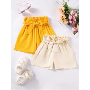 Toddler Girl's Short Pants Two-Piece Set + Elastic Waist Drawstring Shorts Cute Comfortable Holiday Gift Travel Kids Clothing