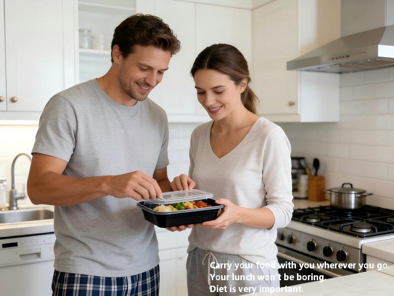 50 pieces, 38 ounces, black rectangular food storage container, meal container, disposable plastic portable with lid container, lunch box, stackable, suitable for microwave oven and dishwasher, kitchen organizing and storage supplies, outdoor camping