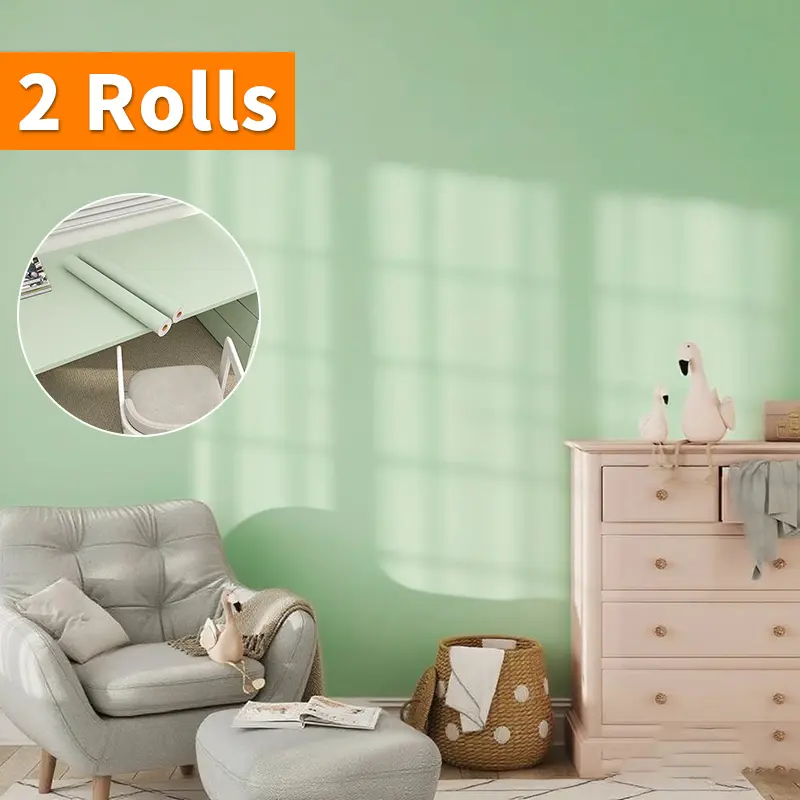 [2Rolls]Green Self-Adhesive Decorative Wallpaper, 23.62in*118.11in, Peel and Stick Textured Matte Vinyl Roll Wallpaper, Glue-Free Wall Decor, Waterproof Contact Paper for Bedroom Accent, Clean Surface Stick Home Improvement Building Supplies