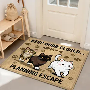 1PC Door Mat Runner Area rug, Multi-Color Cute Cat Cashmere Carpet, Animal Print Rug, Animal Printed Rug, Home Decor Rug, Non-Slip Backing, Suitable for Bathroom, Kitchen, Bedroom, Fall & Winter Decor