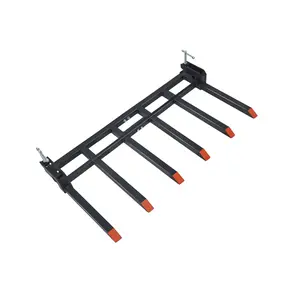 Heavy duty clamp type debris fork suitable for 60 inch tractor bucket - capacity 4400 pounds -6 tin quick connect pallet forks - rust proof - loader accessory for loading limbs, yard waste, and debris, harley rake