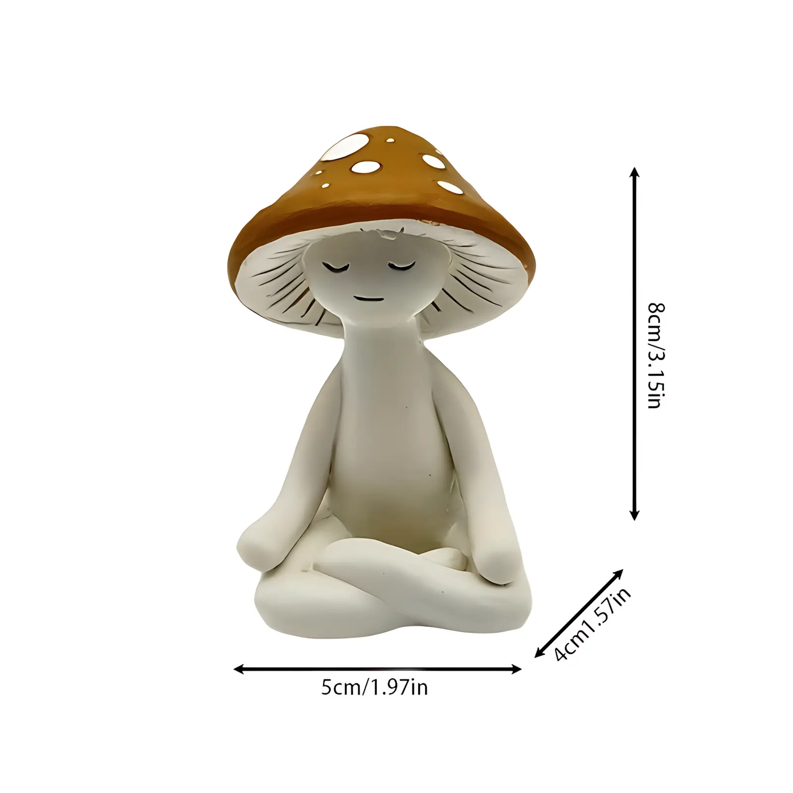Meditation Mushroom Man Figurine, Cute Resin Mushroom Head Yoga Statue, Unique Zen Decor for Home Shelf, Desk, Bookshelf and Garden Ornament